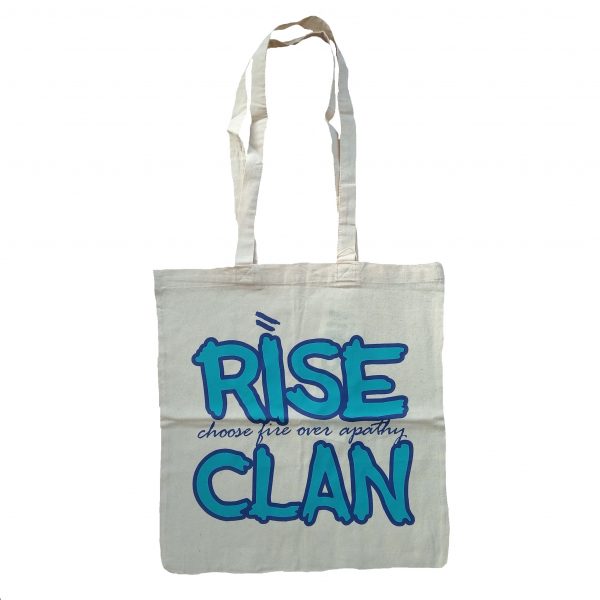 rise clan blue tote bag