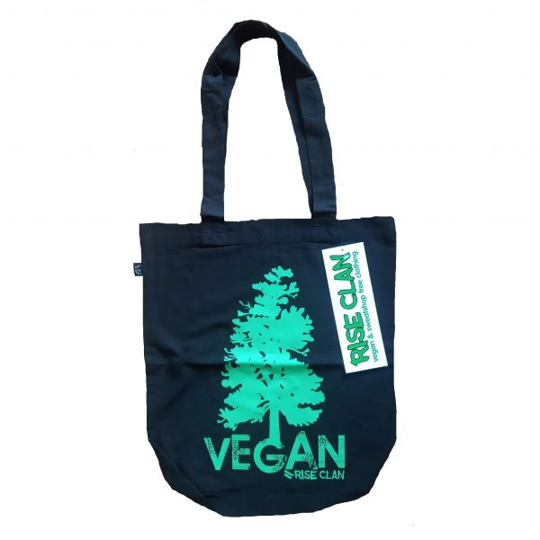vegan tree tote bag black green